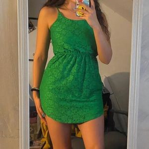 Green Lace Mini Dress